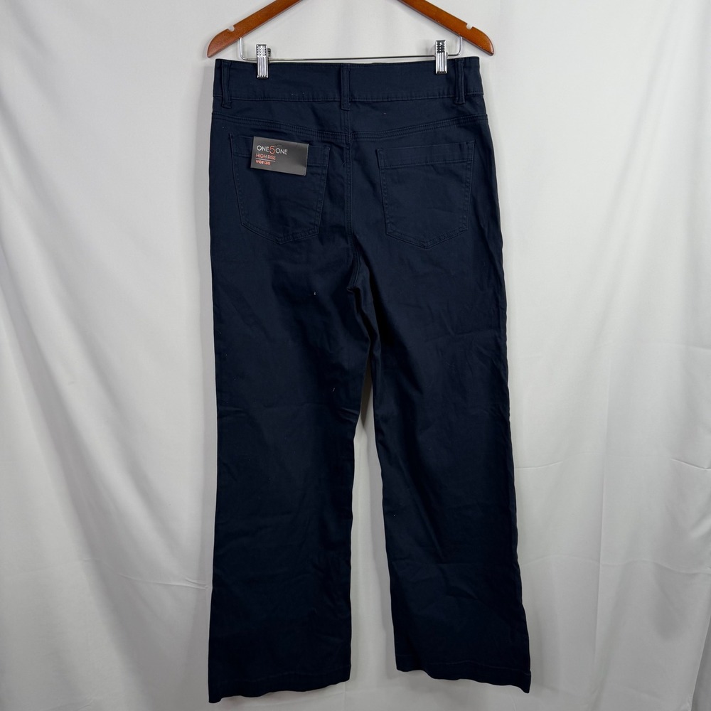 One5One Veda High Rise Wide Leg Pant Women 12 Navy NWT - Picture 5 of 8